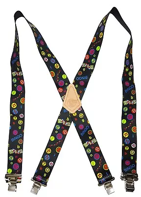$17.99 • Buy LUCKY NUMBERS BINGO PLAYER American Made Custom 2  Wide Suspenders Metal Clips