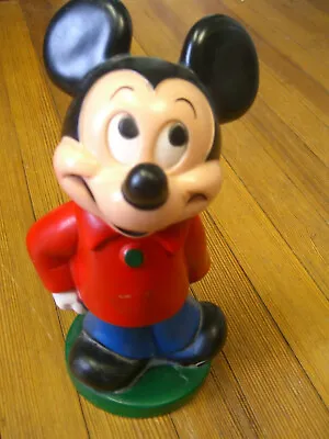 Vintage Play Pal Plastics Walt Disney MICKEY MOUSE 11  Piggy Bank W/stopper • $22.81