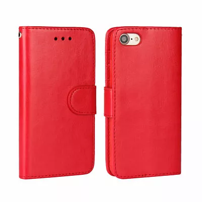 For IPhone 7 8 7+ 8+ Red Card Slot Wallet Leather Case Cover With TPU Holder • $13.50