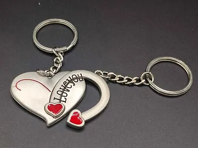 I Love You Heart Couples Chain Keyring Lover Romantic Metal Arrow Gift Key Ring  • £5.99