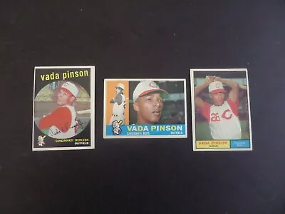 Lot Of 3- 1961-60-59 Topps Vada Pinson Reds Baseball Card Lot Ex  #tr • $5.99