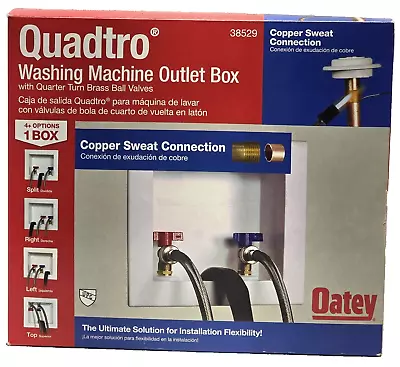 Oatey Washing Machine Outlet Box 1/4 Turn Brass Ball Valves Copper 1/2  38529 • $31