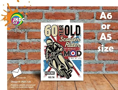 Funny 60 Year Old Scooter Rider Union Jack MOD Northern Soul 60th Birthday Card • $15.15