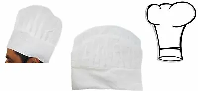 Adult Tall White Chefs Baker Cook Chef Cloth Hat Fancy Dress Costume Accessory • £2.49