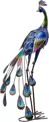 Outdoor Decor Peacock Yard Art Garden Sculptures & StatuesBlue Large Metal • $44.99