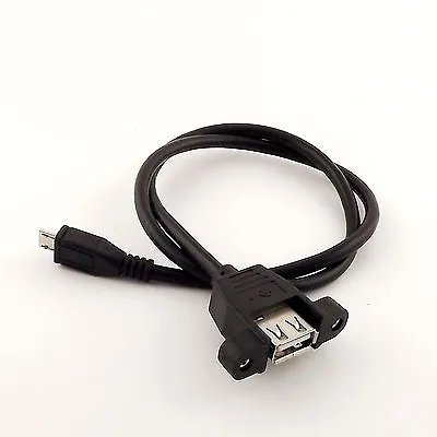 USB 2.0 A Female Socket Panel Mount To Micro 5 Pin Male Data Adapter Cable 50cm • $2.09