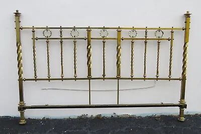 Late 1800s Victorian Brass Mother Of Pearl Inlay King Size Headboard 5221 • $995