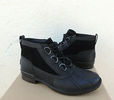Ugg Heather Black Leather Sheepwool Waterproof Duck Boots Us 10/ Eur 41 ~nib • $104.95