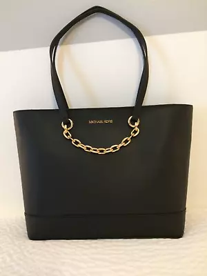 NWT Michael Kors Black Leather Jet Set Med Chain Swag Tote • $69.99