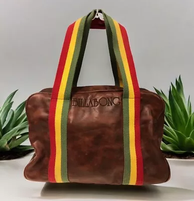 Vintage Billabong Rasta Jamaica Brown Duffle Bag Purse 14” X 9” X 6” • $39.99