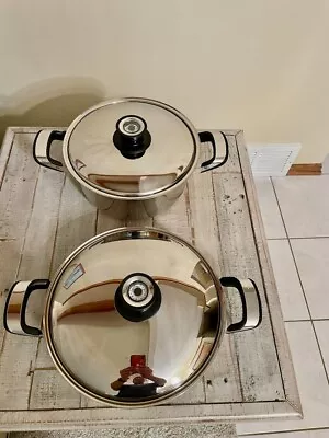 Vintage Lot Of 2 Cooking Pots 4 And 2   Qt With Lids Inox 18/10 Stainless Italy • $19.99