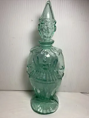$79.99 • Buy Vintage Rare Bischoff? Blown Mold Blue Clear Glass Clown Jester Bottle Decanter