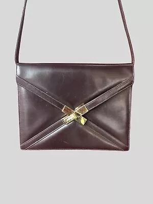 Vintage Mark Cross Leather Convertible Envelope Clutch Shoulder Bag Brown • $75