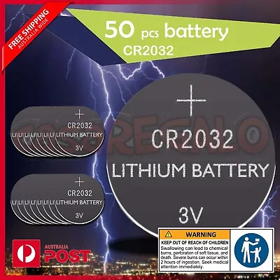 CR2032 3V LITHIUM CELL Button BATTERY BATTERIES 5004LC 2032 ECR2032 50 Pcs • $9.93