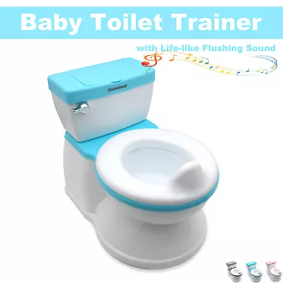 Blue Toddler Potty Training Toilet W/ Flushing Sound Handle Baby Chair Seat • £34.60