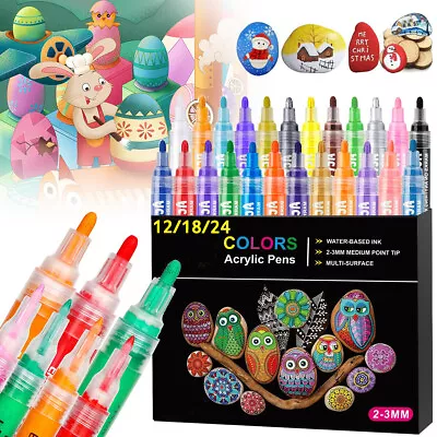 Acrylic Paint Pens Permanent Marker Set For Rock Painting Glass Eggs Nail Wood • £6.99