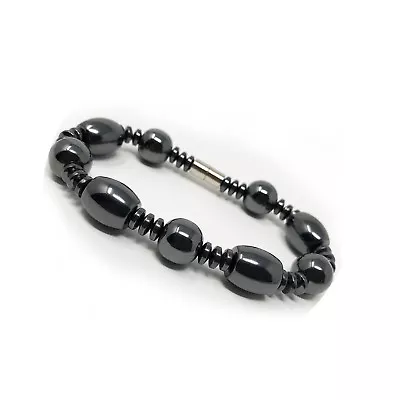 Hematite Magnetic Bracelet Mens Womens Unisex Black Magnetic Clasp X39 • $8.99