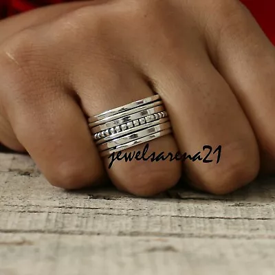 £9.56 • Buy Spinner Ring 925 Sterling Silver Ring Spin Meditation Ring  Anxiety Ring BFC65