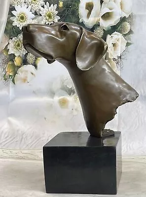 Weimaraner Vizsla Pointer Dog Breeder Bronze Marble Statue Sculpture Figurine • $349
