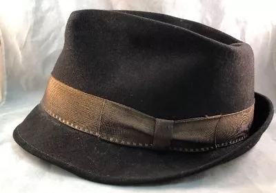 Vintage 1950's Mallory By Stetson Fedora Hat Chocolate Brown • $49.99