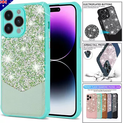 For IPhone 14 13 12 11 Pro Max XR 8 7 Plus Glitter Leather Shockproof Case Cover • $11.49