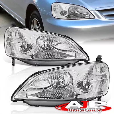 Chrome Clear OE Style Replacement Head Lights Lamp Set For 2001-2003 Honda Civic • $79.99