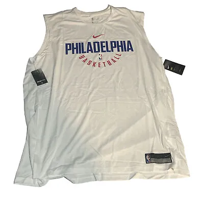 Philadelphia 76ers Shooting Shirt White Men’s No Sleeves Nike Dri-Fit 3XL(A842) • $24.55