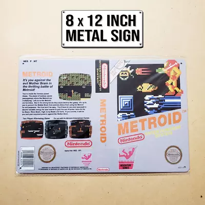 Metroid Box Art Metal Sign 8x12 Inch Samus Aran NES Retro Game Room Wall Décor • $9.95