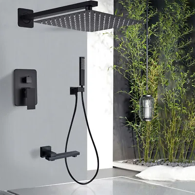 £120 • Buy Black Concealed Shower Mixer Display 40cm Over Head Rail Bathroom Set 3 Ways Tap
