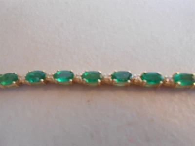 £156.15 • Buy Gorgeous Emerald & Diamond Tennis Bracelet 14kt