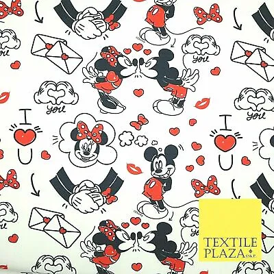 Mickey Minnie Mouse Love Letters Valentine Disney Print Fabric 100% Cotton 4965 • £1.50
