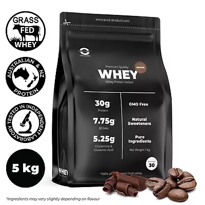 5kg Whey Protein Isolate  Powder   Wpi  100% Grass-fed Mocha • $198