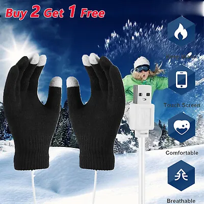 USB Rechargeable Electric Heating Gloves Winter Warm Touchscreen Hand Warmer US • $8.78