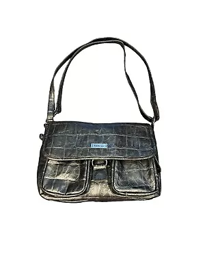 MultiSac Faux  Leather Croc Gray Multi Pocket Medium Shoulder Crossbody Bag • $24