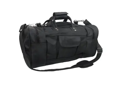 Small Duffel Bag 16  Genuine Leather Mini Travel Gym Tote Black • $34.95