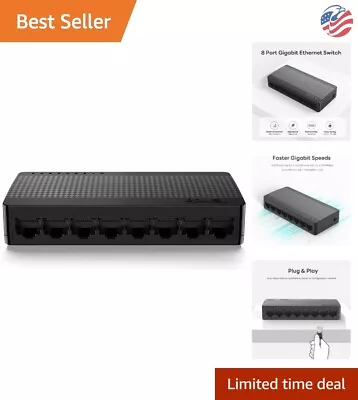 8 Port Gigabit Ethernet Switch - Plug & Play Mini Design Gigabit Speed • $25.99