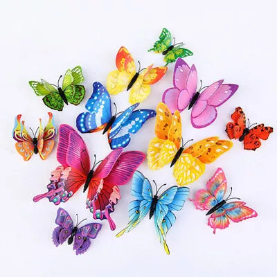 12Pcs 3D Butterfly Wall Removable Stickers Decals Kids Art Nursery Magnets • $3.41