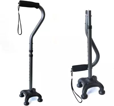 Adjustable Folding Quad Cane For Right Or Left Hand Use Lightweight • $25.96