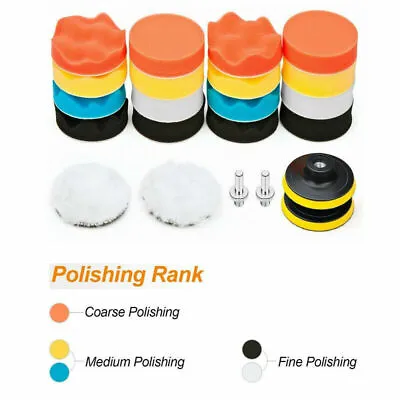 22Pc 3 In Polishing Pads Sponge Woolen Waxing Buffing Pad Kits M10 Drill Adapter • $9.99