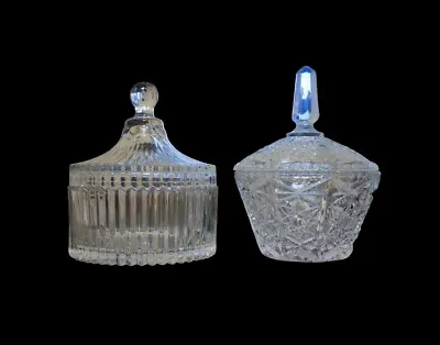 Vintage 24% Lead Crystal Glass Sugar Bowl / Candy Dish With Lid - 2 Fine Pieces • $35