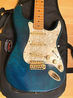 Squier Pro Tone Strat 1996 Trans Sapphire Blue Maple NewFender Gig Bag Pro Setup • $479