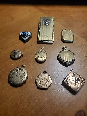 Lot Of 9 Antique Victorian Yellow Gold Filled Lockets 57.7 Grams • $110