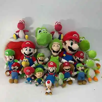 Mixed Used LOT Nintendo Super Mario Character Plush Dolls Yoshi Toad Baby Luigi • $125