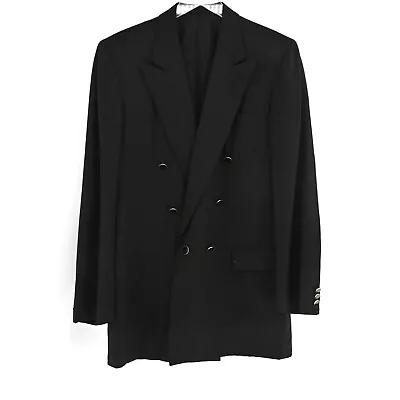 VTG 80s BRIONI Mens Size 39 Long Blazer Black Six Button Double Breasted Formal • $45.02