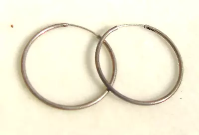 Vintage Silver Tone 1  Hoop Earrings • $1.99