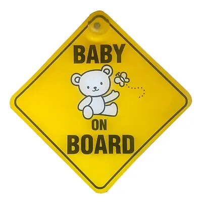 BABY ON BOARD Car Window Child Safety Sign With Suction Cup • £3.39