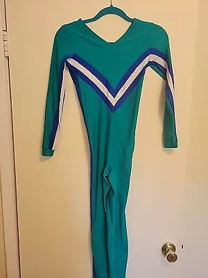 Vintage 80s Full Leotard Unitard Bodysuit Long Sleeve Lycra Scoop Neck Stirrup • $108