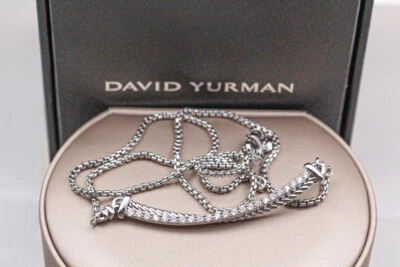 $122.50 • Buy Cable David Yurman Silver With Diamond Pendant Necklace & Fine Gift