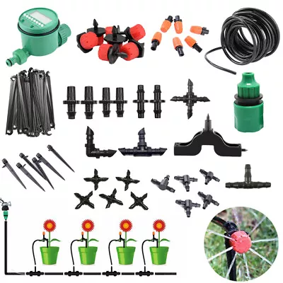 Garden 4/7mm Hose Micro Drip Irrigation System Auto Timer Plant Self Watering • £7.42