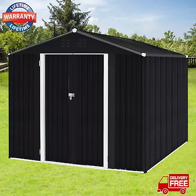 10X8ft OUTDOOR STORAGE SHED LARGE METAL GARDEN SHED FOR BACKYARD W/LOCKABLE DOOR • $403